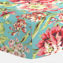 Coral and Teal Floral Crib Fitted Bed Sheet